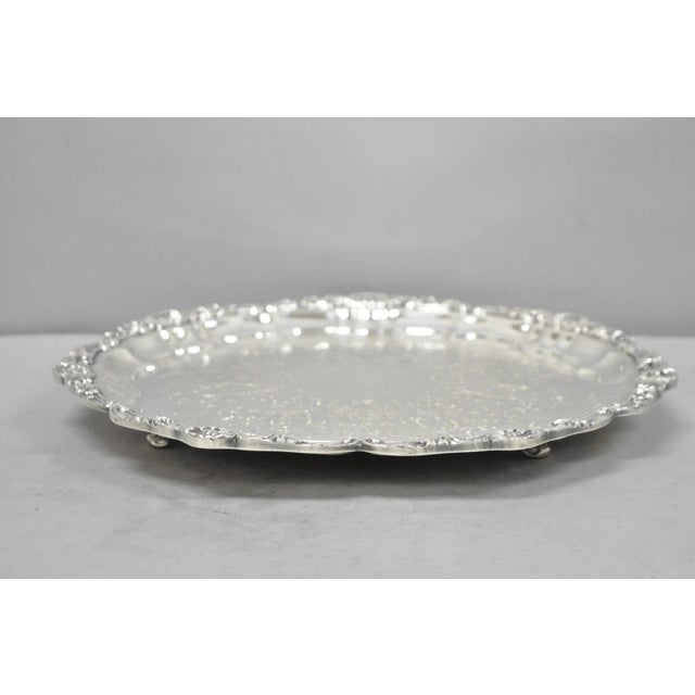 Vintage Poole Silver 3209 Victorian 12" Round Silver Plated Salver Platter Tray For Sale In Philadelphia - Image 6 of 13