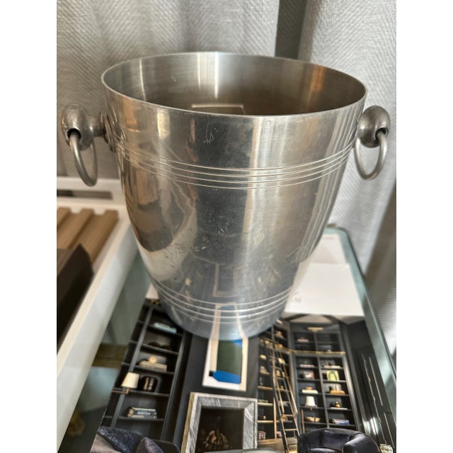 Vintage Moet & Chandon advertising handled metal bottle bucket. Made in France.