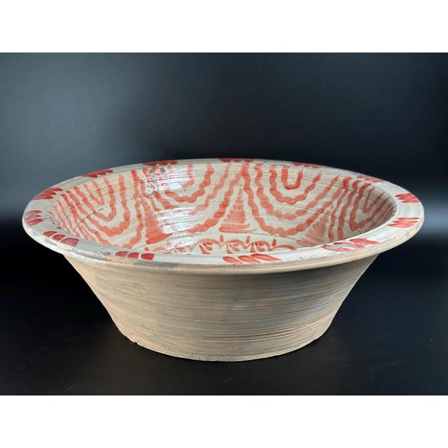 Ceramic Spanish Large Red Fajalauza Ceramic Lebrillo Bowl For Sale - Image 7 of 8