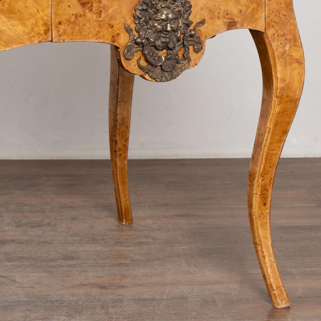 Early 20th Century Louis XV Style Burlwood Writing Desk With Leather Top For Sale - Image 16 of 18