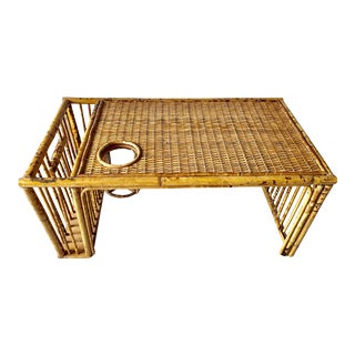 Vintage Bamboo & Rattan Breakfast Tray-Magazine Holder For Sale