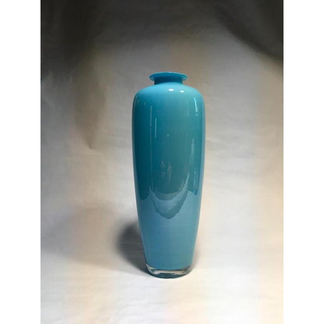 Italian Postmodern Design Murano Glass Light Blue Vase, 1990s For Sale - Image 15 of 18