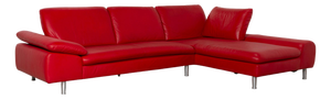 Loop Leather Corner Sofa in Red with Manual Function Chaise by Willi Schillig