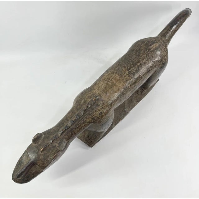 Brown Early 20th Century Baule Hyena Wood Figure Côte d’Ivoire For Sale - Image 8 of 11