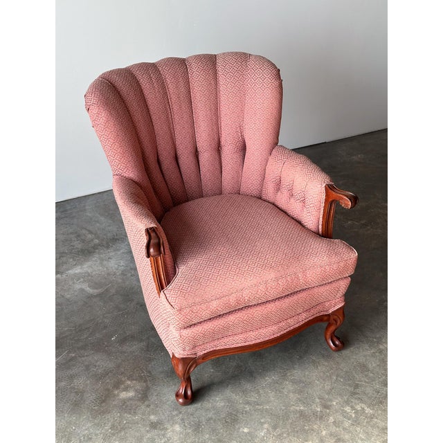 French Provincial Mid-Century French Provincial Channel-Back Armchair For Sale - Image 3 of 16