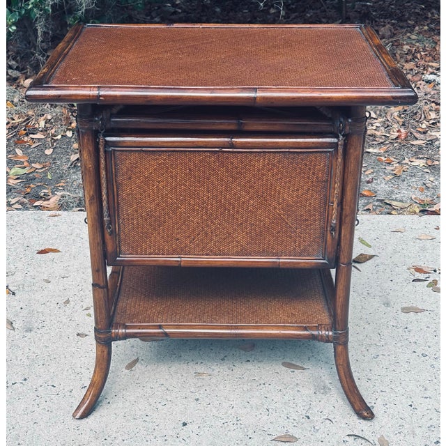 British Colonial Style Bamboo and Rattan Accent Table For Sale - Image 4 of 12
