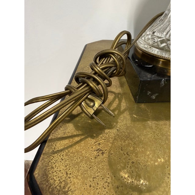 Transparent Pair, Paul Hanson Cut Crystal, Ormolu & Marble Table Lamps, Mid-20th Century For Sale - Image 8 of 8
