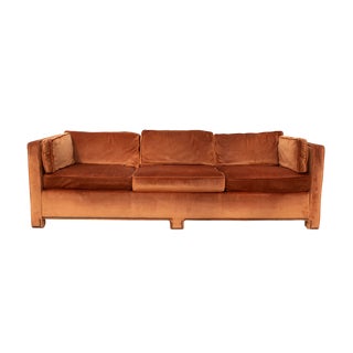 Parsons Sofa in Original Burnt Orange Velvet For Sale
