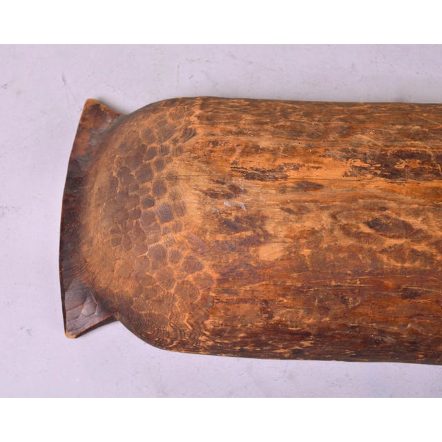 Wood Extra Large Eastern European Hand Carved Dark Wood Dough Bowl For Sale - Image 7 of 11