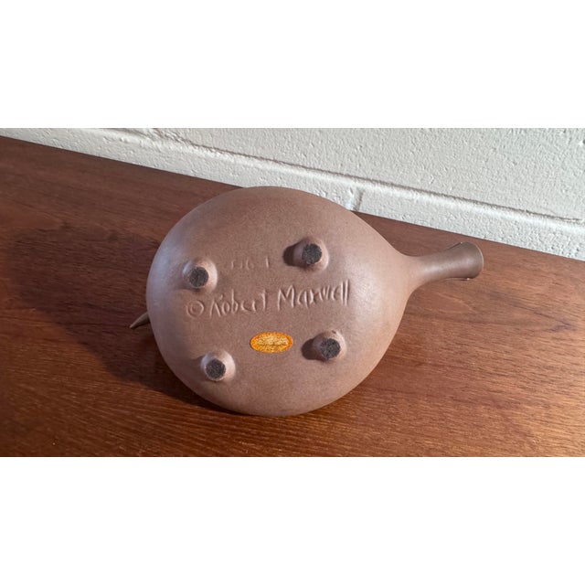Brown Robert Maxwell Beastie Critter MCM Ceramic 1960’s Signed Sculpture For Sale - Image 8 of 8