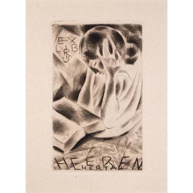 Michel Fingesten, Ex Libris Heeren Herta, Etching, 1936 For Sale - Image 3 of 3