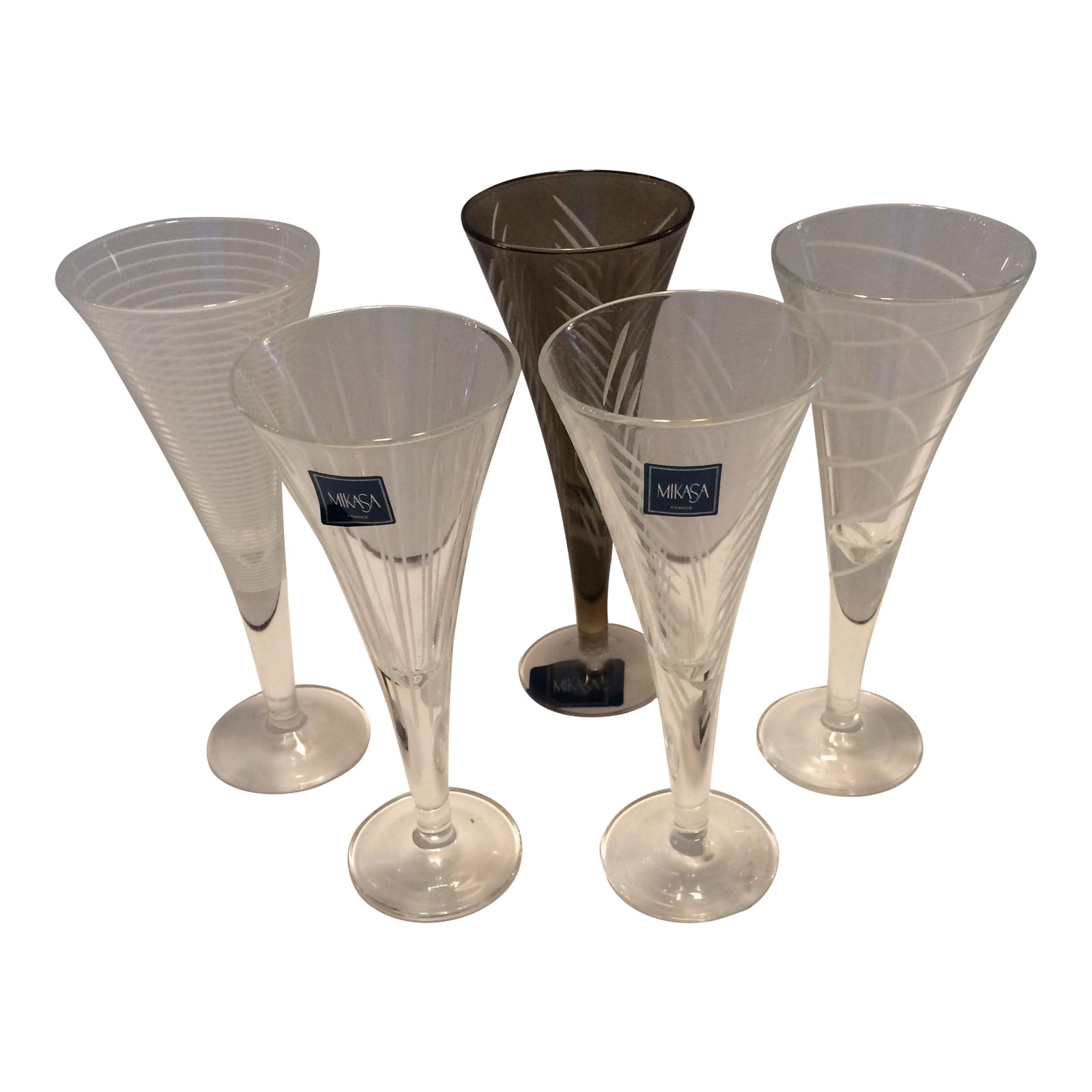 Mikasa Etched Crystal Assorted Cordial Glasses Set of 5 Chairish