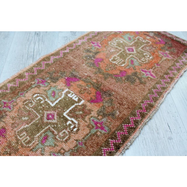 Burnt Orange Turkish Mini Rug - 18" X 36" For Sale - Image 8 of 11