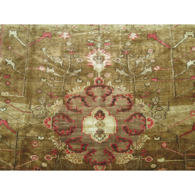 Contemporary Brown Double Medallion Mid-20th Century Turkish Rug - 7' x 13'8" For Sale - Image 3 of 6