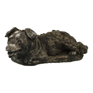 20th Century Reconstituted Black Stone Dog Garden Ornament, England