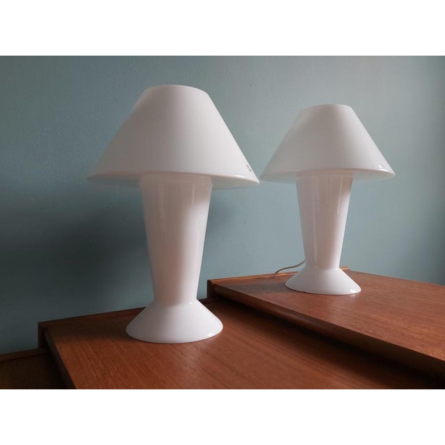 Mushroom Lamps in Opaline from Peill & Putzler, Set of 2 For Sale - Image 13 of 18