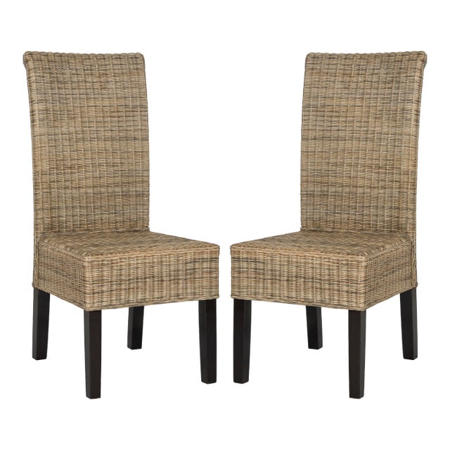 Abraham 18''H Wicker Dining Chair in Grey - a Pair For Sale