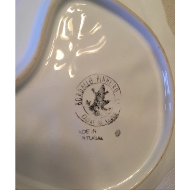 Mid-Century Modern Vintage Mid-Century Modern Bordallo Pinheiro White Majolica Rabbit Cabbage Leaf Plate For Sale - Image 3 of 4