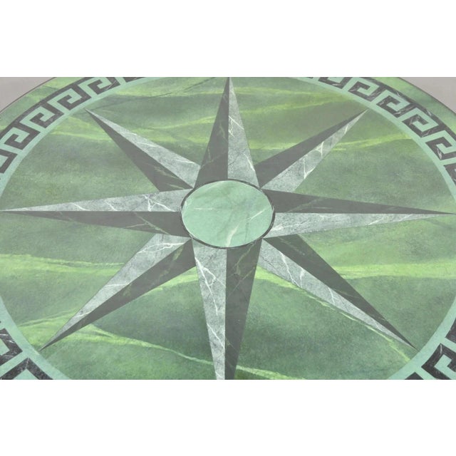 Maitland - Smith Late 20th Century Maitland Smith French Empire Green Greek Key Sunburst Round Dining Center Table For Sale - Image 4 of 12