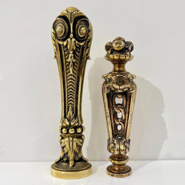 Antique French 1880s Nature Decor Cast Bronze Blank Oval Wax Seal Stamp For Sale - Image 10 of 11