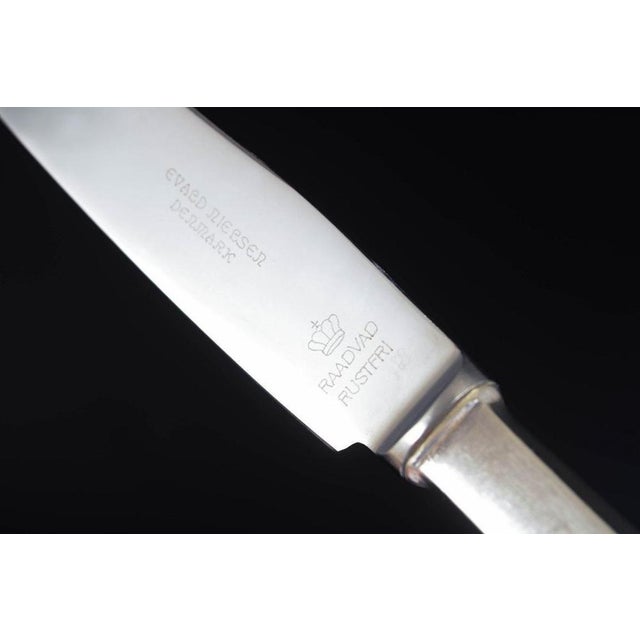 1930s Lunch Knives in Sterling Silver and Stainless Steel by Evald Nielsen, 1930s, Set of 6 For Sale - Image 5 of 6