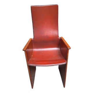 Torcello Chair with Armrests in Wood and Leather by Carlo Scarpa for Stildomus,1960s For Sale