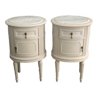 French Antique Painted Nightstands- a Pair For Sale