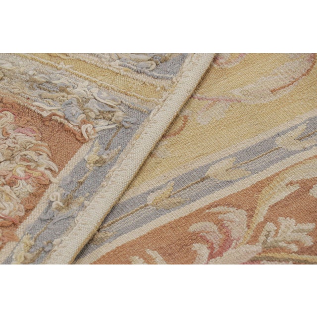 Beige Rug & Kilim's Aubusson Style Rug in Gold & Beige With Floral Medallion For Sale - Image 8 of 8