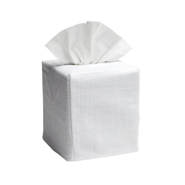 Size: W-4 ½”, D-4 ½”, H-5 ¼” (Fits the standard Puffs & Kleenex cubes) Fabric: White Linen / Cotton Embroidery: Morning...