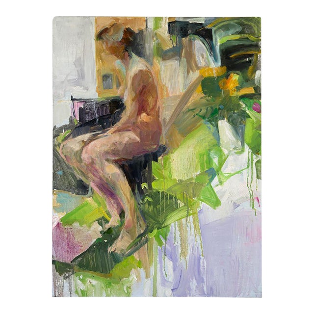 Vintage Oil Painting on Canvas "Stillness in Motion" For Sale