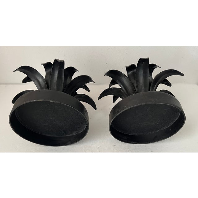 Wrought Iron Handmade 'Pineapple' Candle Holders-Set Two For Sale - Image 4 of 5