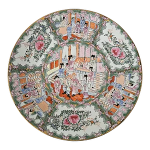 19th Century Large Chinese Rose Medallion Decorative Platter