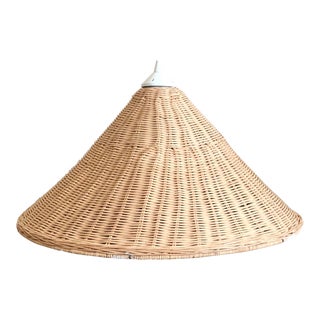 Mid Century Natural Wicker Hanging Pendant Light For Sale