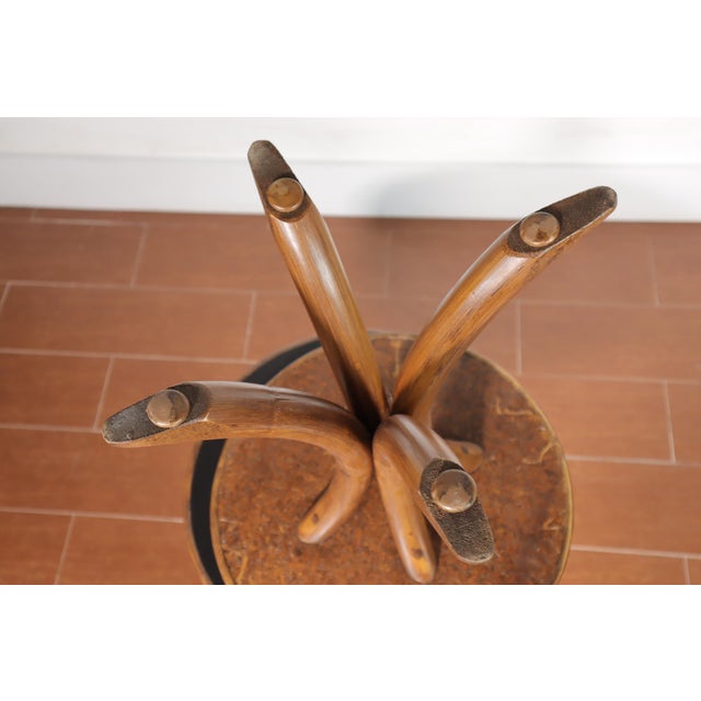 Brown Vintage Pair Bent Rattan Occasional Side Table Boho Bohemian Tiki Eclectic 60's 70's Ficks Reed Style For Sale - Image 8 of 9