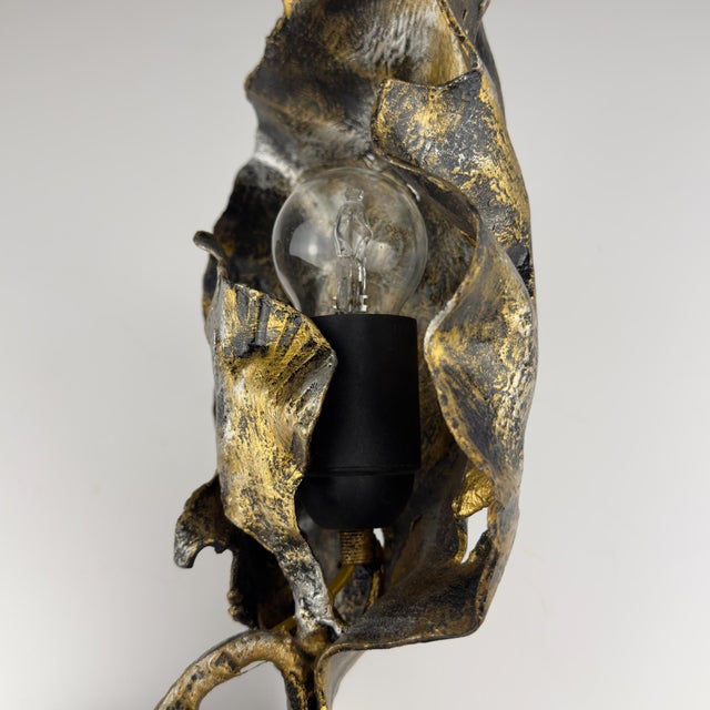 Vintage Italian Brutalist Metal Wall Lamp by Salvino Marsura, 1970s For Sale - Image 10 of 18