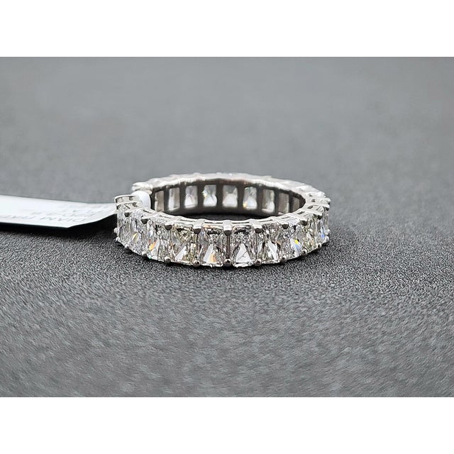 Silver 3.80 Ct Platinum Radiant Eternity Band With Gap for Sizing Size 6.5 For Sale - Image 8 of 9