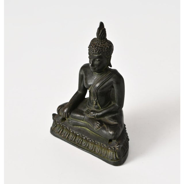 Green Antique French Spelter Buddha Figurine, 1920s For Sale - Image 8 of 11