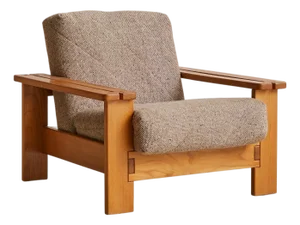 French Oak Chair Attributed to Maison Regain in Original Upholstery, 1970s - 2 Available