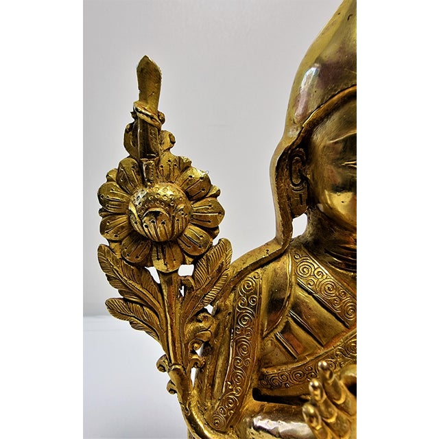 Gilded Seated Buddha on Stylized Lotus Base For Sale - Image 11 of 18