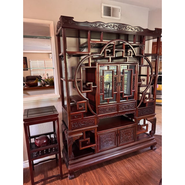 Asymmetrical Multi-Tiered Curio Cabinet / Display Hutch: For Sale - Image 9 of 9