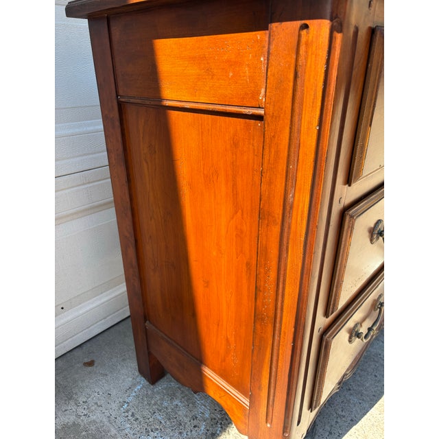 Drexel Heritage Drexel Heritage French Provincial Sideboard | Buffet Credenza | Vintage Wood Cabinet |Carved Doors | Long Dresser | Storage Console For Sale - Image 4 of 12