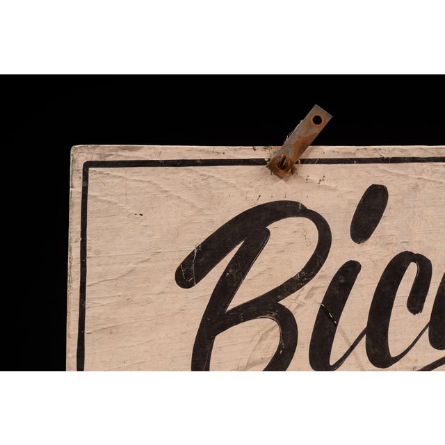 Vintage “Bicycles Repaired” Double-Sided Hand-Painted Shop Sign For Sale - Image 4 of 8