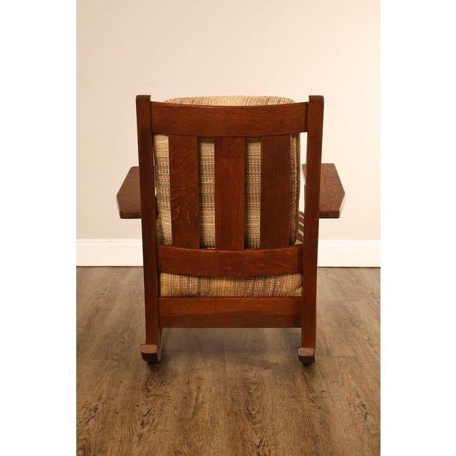 Antique Lifetime Arts And Crafts Oak Rocking Chair For Sale - Image 18 of 18
