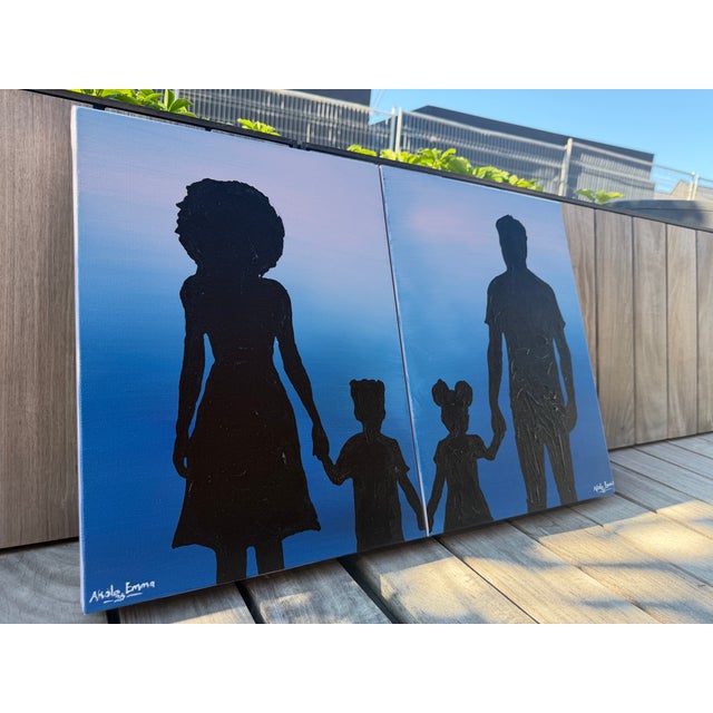 Contemporary His First Heartbeat, Miniature Silhouette Painting, Acrylic on Canvas, Emmanuel Akolo, 2026 For Sale - Image 3 of 5