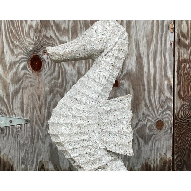 Vintage Monumental Coastal Carved Stone Sea Horse Sculpture For Sale - Image 10 of 12