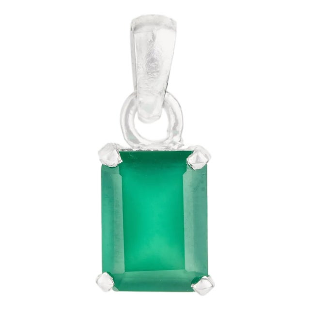925 Silver Lush Green Onyx Statement Pendant for Her For Sale