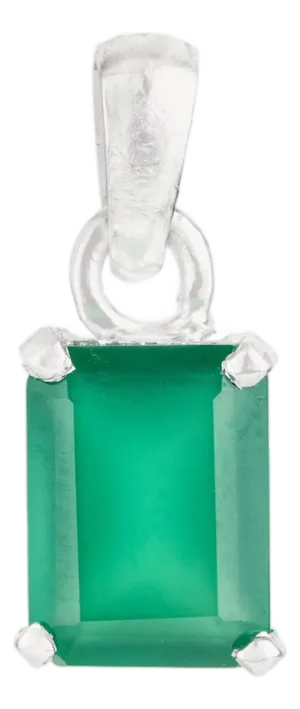 925 Silver Lush Green Onyx Statement Pendant for Her