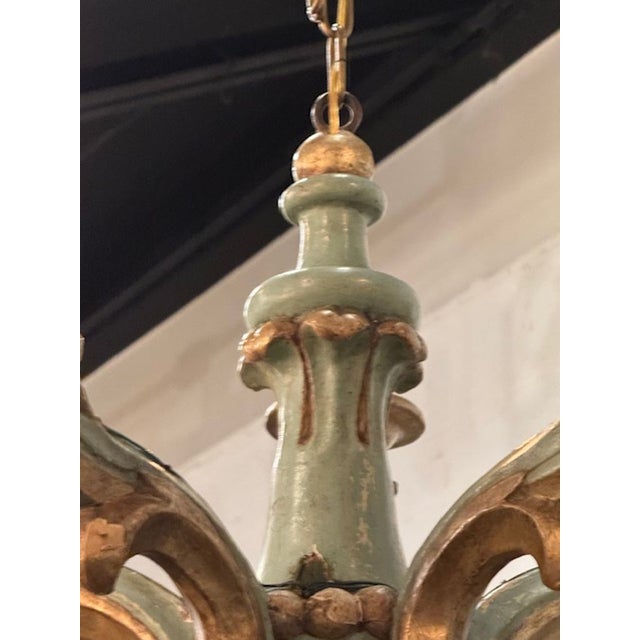 19th C. Italian Carved and Painted Chandelier For Sale In Dallas - Image 6 of 7