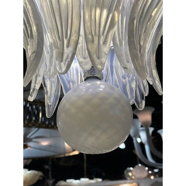 White "Palmette" Murano Glass Chandelier For Sale In Dallas - Image 6 of 7