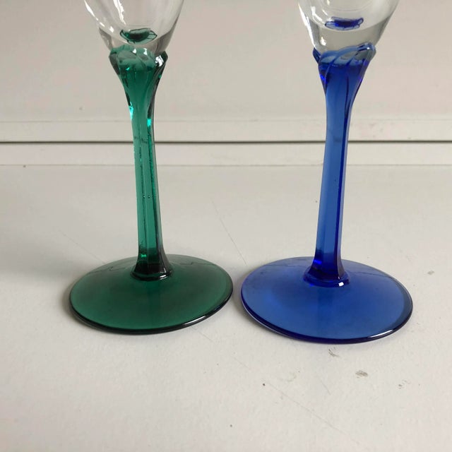 90's set of 2 Champagne glasses 2"D X 8.75"H , No makers mark knowing to be Libbey Glass company .